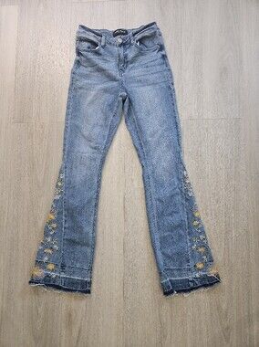 Ashley Mason Floral Embroidered Flare Jeans